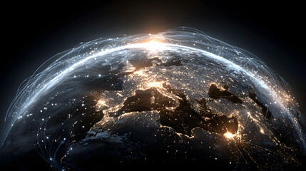 Import Tariffs. Earth globe digital network connection futuristic tech