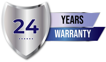 Minimalist years warranty shield label icon badge design. blue and silver color. Guarantee, quality assurance, protection. warranty badge sign insignia symbol with stars on transparent background