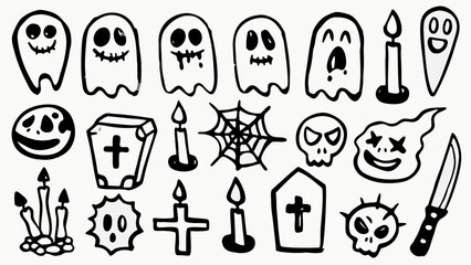 Hand-drawn doodle vector set with cool icons. Perfect for t-shirts, stickers, and streetwear graphics.