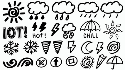 Hand-drawn doodle vector set with cool icons. Perfect for t-shirts, stickers, and streetwear graphics.