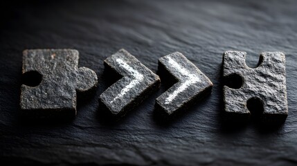 Stone Puzzle Pieces Showing Progress and Direction