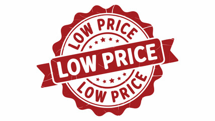 Red Low Price Seal with Ribbon and Stars for Sale or Discount Promotions