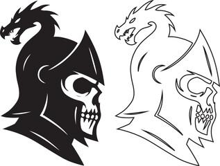 Dragon Knight Skull - Fantasy Warrior with Dragon Helmet