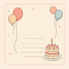 Birthday cake, balloon vector image