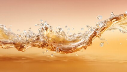 Golden liquid splash, smooth waves