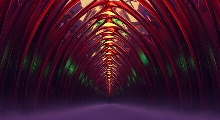 Abstract Tunnel of Red Neon Lights - Vortex, Cyberpunk Portal, Futuristic Energy, Digital Sci-Fi, Data Flow, Hypnotic Abyss, Dynamic Glow