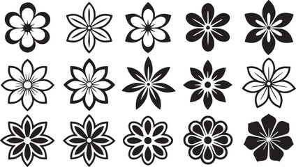 Fototapeta premium Stylized floral icons flower black