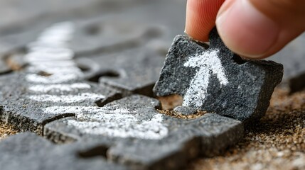 Hand Placing Arrow Puzzle Piece: Growth, Strategy, and Direction