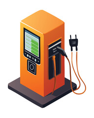 Orange EV Charging Station Multiple Cables