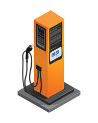 Orange EV Charging Station Digital Screen
