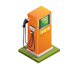 Orange EV Charging Station Green Indicators