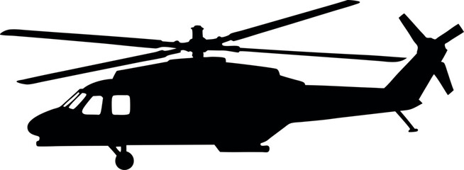 helicopter silhouette vector, helicopter black icon, helicopter isolated