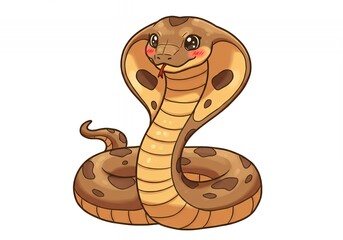 Fototapeta premium Adorable cartoon cobra illustration perfect for children's books, educational materials, and cute animal designs