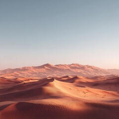 Naklejka premium Vast desert landscape, pale hues, serene vista