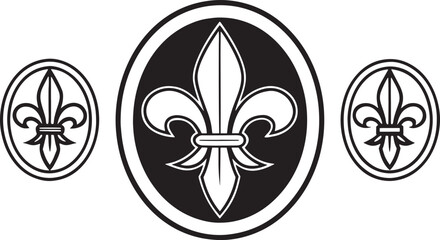 Fototapeta premium Black white fleur de lis emblems symbol