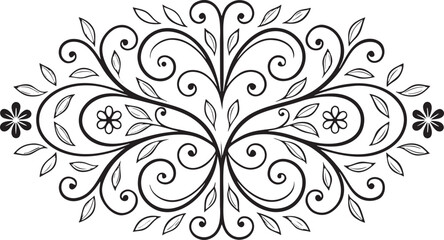 Obraz premium Black white floral vine scrollwork vector