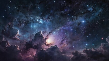 Fototapeta premium Vast Starry Cosmos – Hyper-Realistic Deep Space View with Galaxies and Constellations