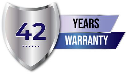 Minimalist years warranty shield label icon badge design. blue and silver color. Guarantee, quality assurance, protection. warranty badge sign insignia symbol with stars on transparent background