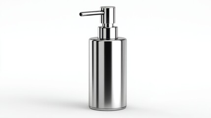 A single, high resolution 4K photorealistic image of a modern kitchen counter soap dispenser, sleek design, perfectly clean and isolated on a pure white background. Even soft lighting to highlight