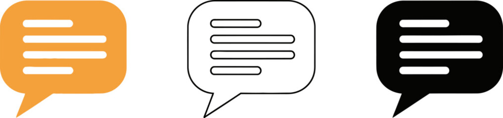 Chat bubble vector icon set: message, conversation, communication, speech bubble, talk, dialog 95