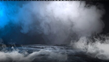 Fototapeta premium Dramatic Smoke-Filled Stage Setting with Blue Hues