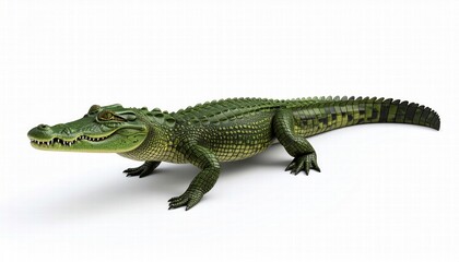 Obraz premium a 3D render of crocodile, positioned left, isolated white background