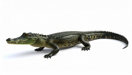 Naklejka premium a 3D render of crocodile, positioned left, isolated white background