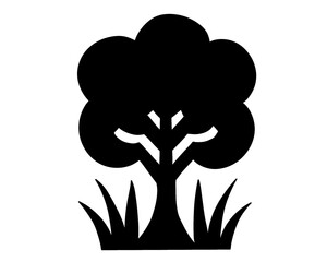 Black tree icon, silhouette style icon, simple vector illustration isolated on white background
