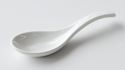 A single, high resolution 4K photorealistic image of a ceramic spoon rest, simple and elegant, perfectly clean and isolated on a pure white background. Even soft lighting to highlight its smooth