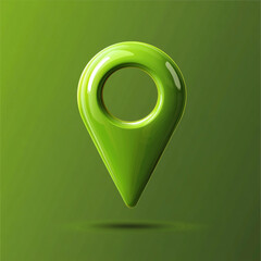 Shiny green map pin location marker floating on green background GPS icon navigation symbol