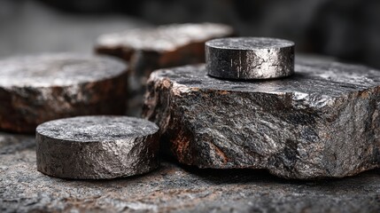 Shiny Nickel Metal Ore Coins with Silver Color, Close-Up Texture