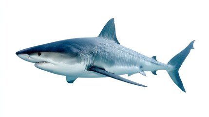 Obraz premium A great white shark in profile view.