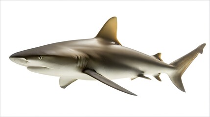 Obraz premium Gray shark against a white background.