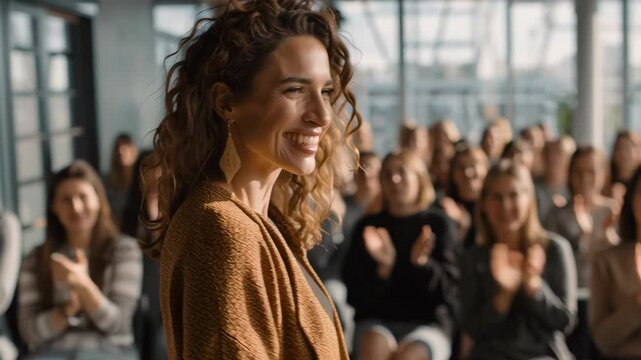 Speaker Receiving Applause from Engaged Audience