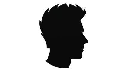 Silhouette of a man's head profile against a transparent background