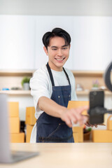 E-commerce Business Owner Preparing Packages for Shipment