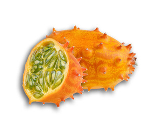 kiwano, horned melon isolated on white background.