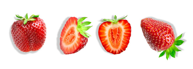 fresh strawberries isolated on white background