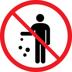 Do not litter, keep it clean, prohibition sign icon  for graphic design, logo, web site, social media, mobile app, ui illustration