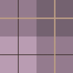 A geometric pattern features a grid of alternating purple and pink squares with thick, light beige lines intersecting. The design uses varying shades of purple to create a subtle contrast and depth.