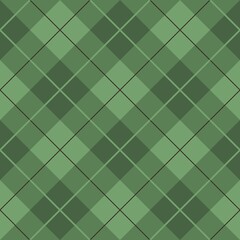 A green geometric pattern featuring intersecting diagonal lines, creating a checkered diamond design. Various shades of green add depth and dimension to the symmetrical layout.
