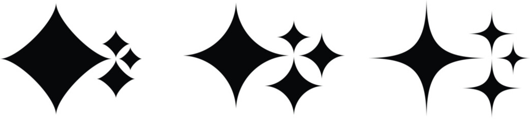 Sparkle star icon set simple starburst transparent png and vector illustration shimmering four pointed star icon set. sparkles star symbols vector bright sparkle star sparkle shiny flash 