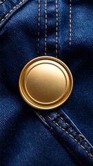Gold button on dark denim
