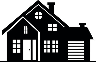 house silhouette vector illustration, home black icon 