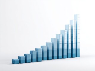 abstract rising bar line chart with blue colors white background representing business growth data analysis 3d rendering