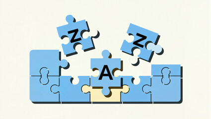 Fototapeta premium Creative puzzle assembly forms unique design in bright colors
