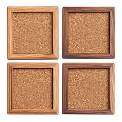 Fototapeta premium Four cork coasters isolated on transparent background