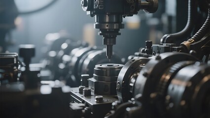 Fototapeta premium Precision Machining: Close-Up of a CNC Milling Machine in Operation