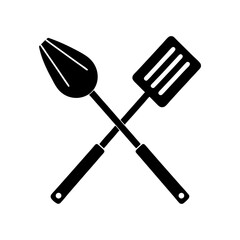 spatula and fork icon bbq and grill tools barbecue silhouette