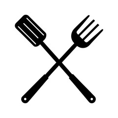 spatula and fork icon bbq and grill tools barbecue silhouette
